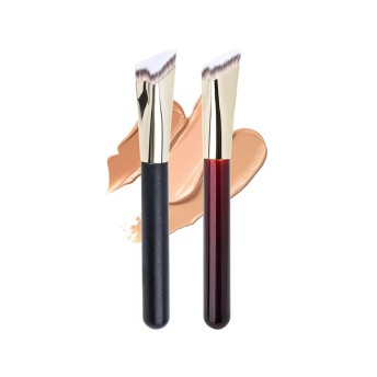 Premium Triangle Flat Top Kabuki Foundation and Concealer Brush, Wooden Handle Synthetic Bristles