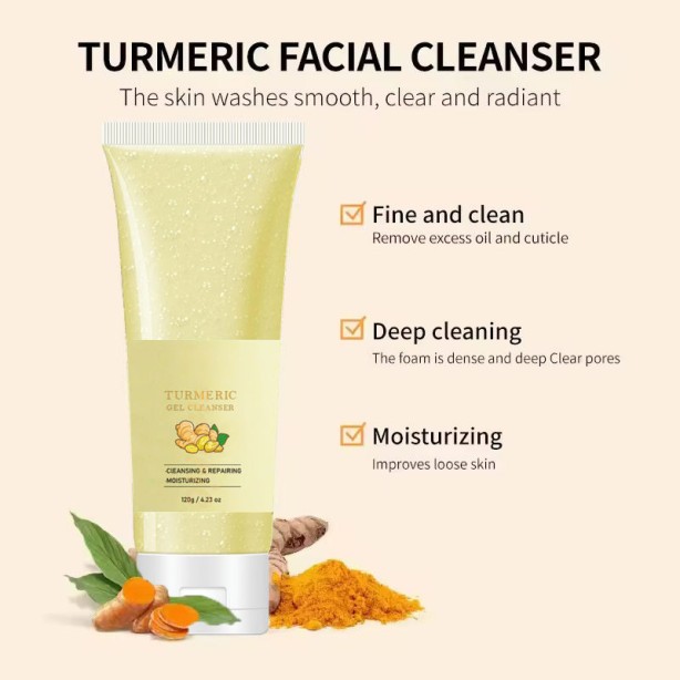 Deep Cleansing Turmeric Face Wash Gel Exfoliating Acne Control