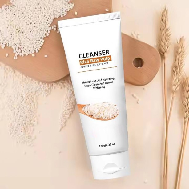 Rice Puree Facial Cleanser 120g Rice Water Brightening Foaming Cleanser Deep Cleansing Oil Control
