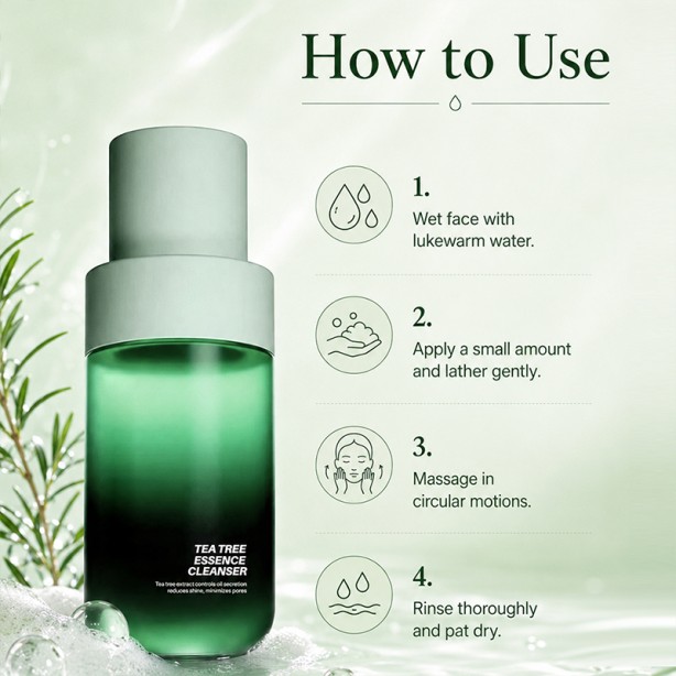 Tea Tree Essence Facial Cleanser Deep Cleansing Oil Control Amino Acid Cleanser