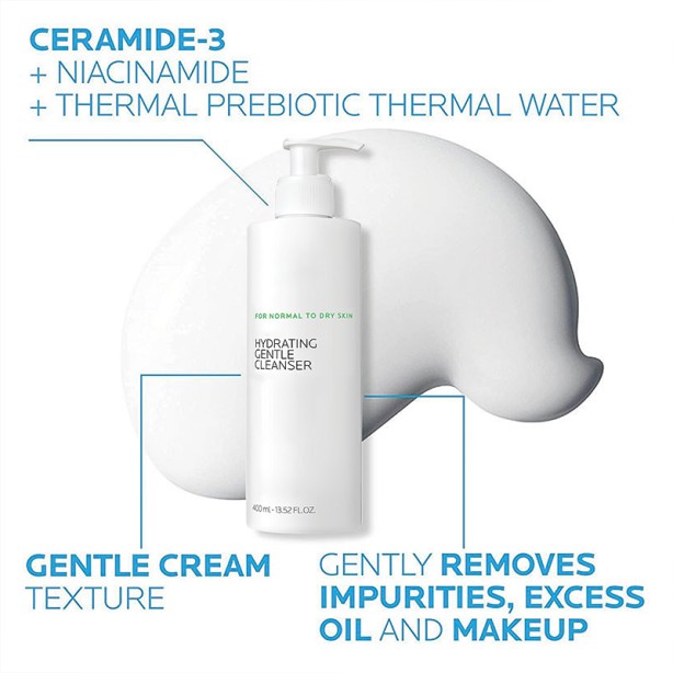 Gentle Daily Hydrating Cream Face Cleanser with Niacinamide and Ceramide, Deep Cleansing and Brightening