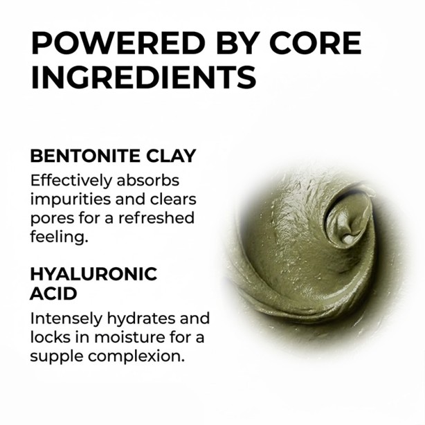 Advanced Active Mud Mask with Bentonite Clay and Hyaluronic Acid Nourishing Exfoliating Anti-Aging Mask