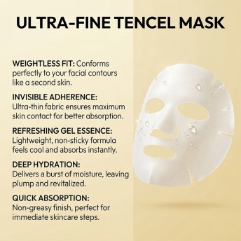 Super Collagen Sheet Mask with Peptide Complex, Vegan Collagen, Niacinamide, and Hyaluronic Acid, Ultra-Thin Tencel