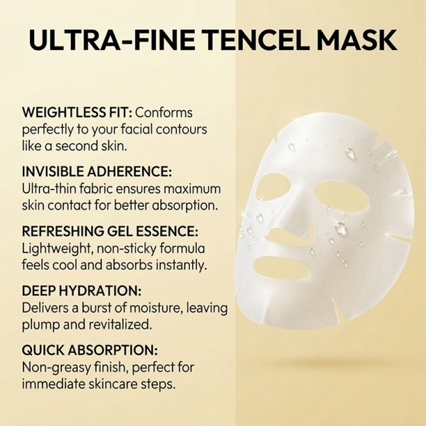 Super Collagen Sheet Mask with Peptide Complex, Vegan Collagen, Niacinamide, and Hyaluronic Acid, Ultra-Thin Tencel