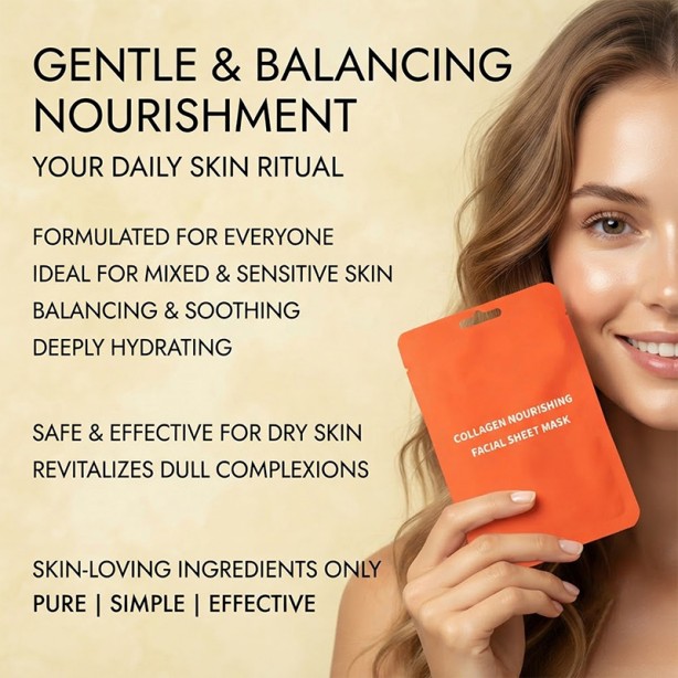 Super Collagen Sheet Mask with Peptide Complex, Vegan Collagen, Niacinamide, and Hyaluronic Acid, Ultra-Thin Tencel