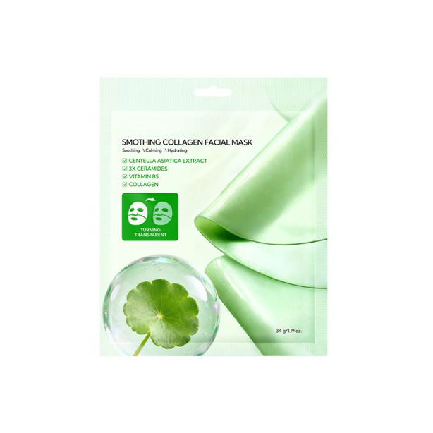 Soothing Centella Asiatica Extract Ceramide Vitamin B5 Collagen Facial Mask