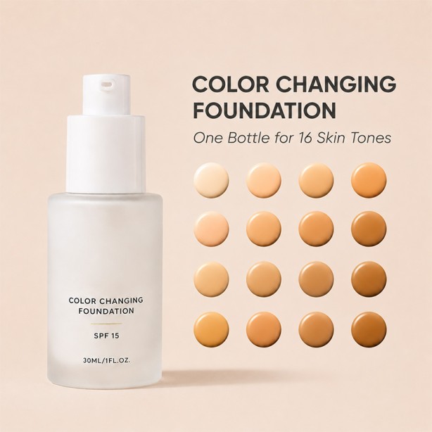 Color Changing Foundation Full Coverage Long-Lasting Matte Smart Color Technology
