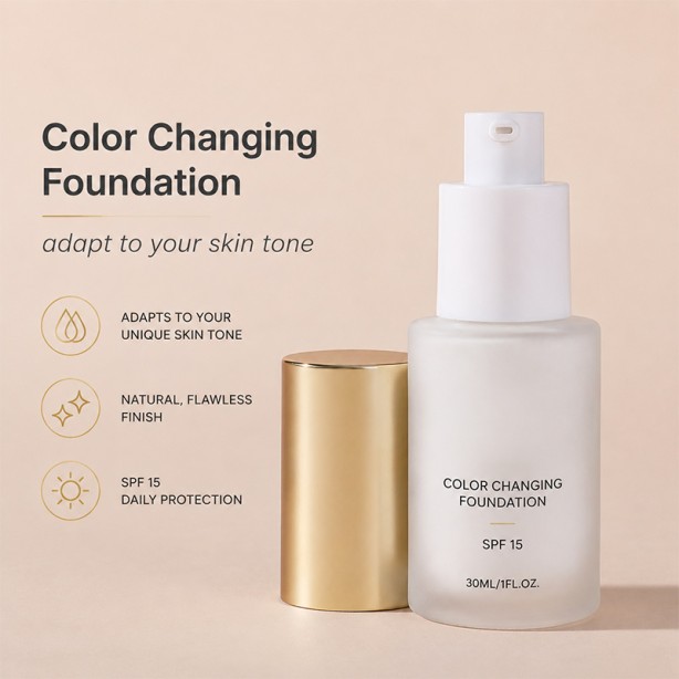 Color Changing Foundation Full Coverage Long-Lasting Matte Smart Color Technology