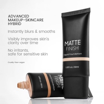 Matte Waterproof Oil-Control Long-Lasting Full Coverage Liquid Foundation for Dark Skin