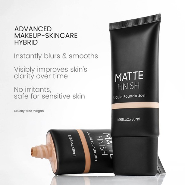 Matte Waterproof Oil-Control Long-Lasting Full Coverage Liquid Foundation for Dark Skin